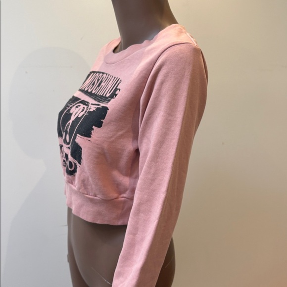 Moschino Milano question mark sweater logo cropped crewneck pullover pink Small - Picture 10 of 11